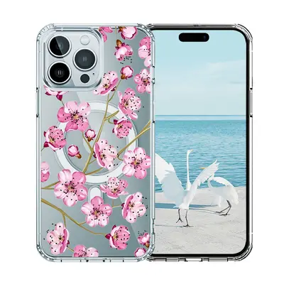 Apple iPhone 16E magnetic case, purple flower pattern TPU+PC - 12