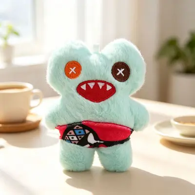 Cute Big-Tooth Monster Plush Keychain, Cartoon Bag Charm - 12