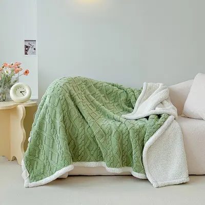 Double-Sided Lamb Wool Taffeta Blanket, Autumn Winter Double-Layer Throw - 7