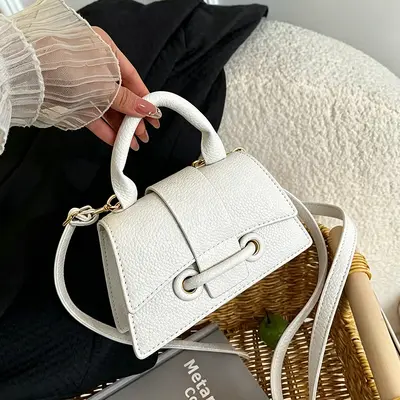 Retro Women's Shoulder Bag, Autumn Winter Style, Small Square Drawstring Bag - 4