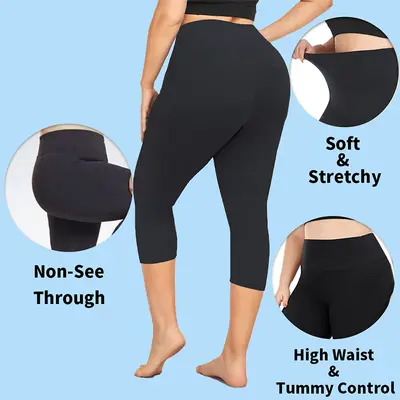 Plus Size Yoga Pants 1XL-5XL, High Waist, Butt-Lifting, 7/8 Length - 3