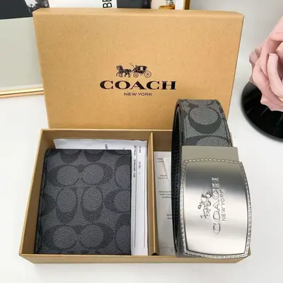 Men's Minimalist Belt Wallet Gift Set, Classic Leather Belt, Adjustable Holes - 9