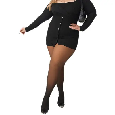 Women's High-Waist Sheer Fleece-Lined Winter Tights, Tummy Control