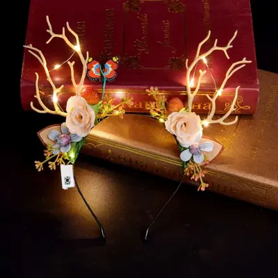 Shiny Deer Antler Headband with Flashing LED Lights for Christmas Parties - 9