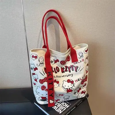 Large Capacity Cute Cartoon Canvas Tote Bag for Women - 9
