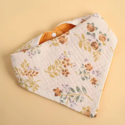 Baby drool cloth four-layer gauze baby absorbent triangle drool cloth bib, contrast color baby bib usable on both sides - 8