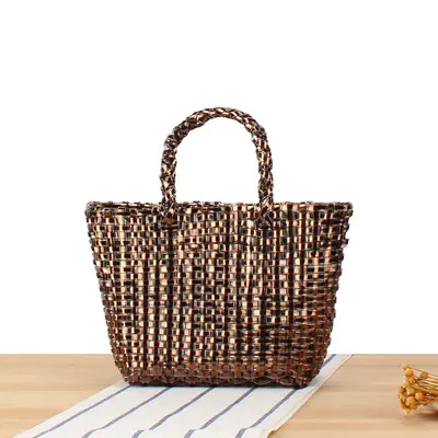 Kids' Handbag with Metallic Look, Colorful Small Square Design - 11