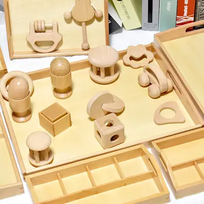 Wholesale Montessori Montessori teaching aids wooden tray kindergarten daily life organization tray early education educational toys - 3