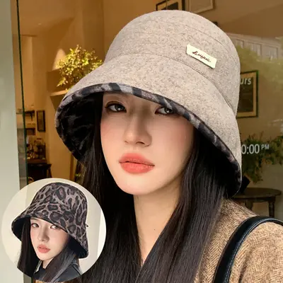 Kore tarzı çift taraflı kova şapka, sonbahar kış kalın model, kadın - 7