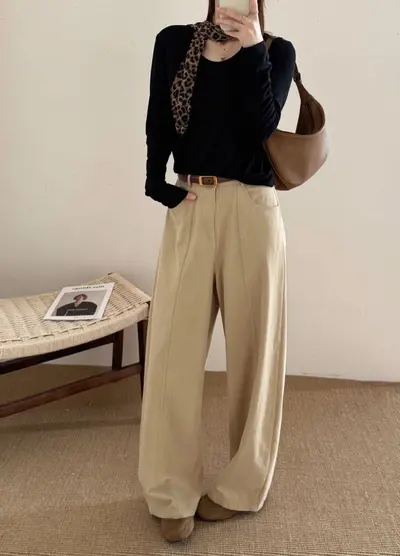 Women's Drape Wide-Leg Trousers, Thin Spring Casual Style - 7