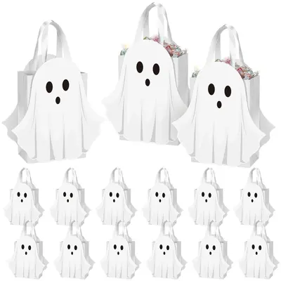 Halloween candy bag, small white ghost design, gift box - 9