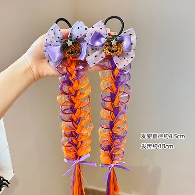 Children's Halloween Pumpkin Bubble Braid Hair Tie for Girls Party - 8