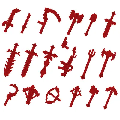Building Block Weapon and Figure Accessory Set, 8 Colors, Small Parts - 8