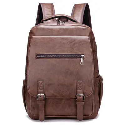 Men's PU Business Backpack, Large-Capacity Casual Student Bag - 8