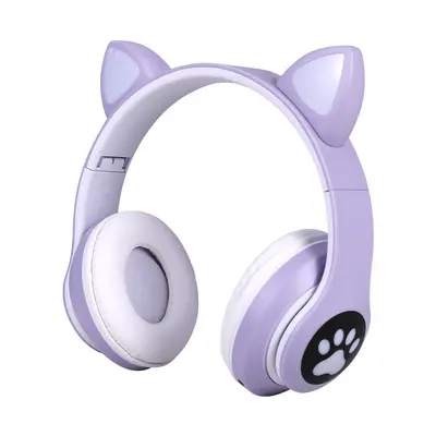 Cross-border On-Ear Bluetooth Headphones STN-28 Cat Ear Heavy Bass Flashing Wireless Sports Card Headphones