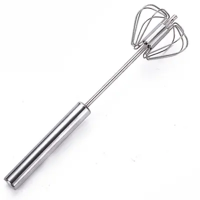 Edelstahl halbautomatischer Schneebesen, manueller Mixer, rotierender Handmixer mit Druck für Eier, Sahne, Milch, für den Hausgebrauch