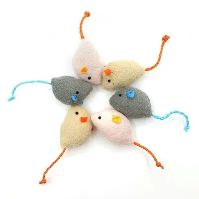 Catnip Plush Mouse Cat Toy with Molar Cleaning and Teaser Wand