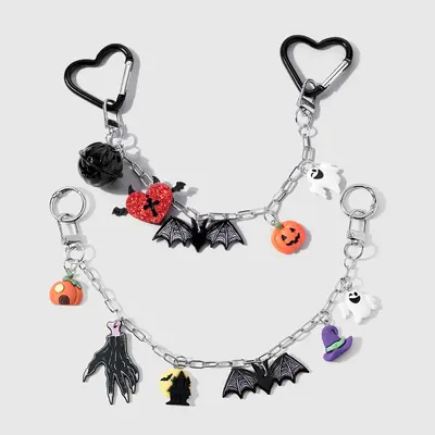 Y2K-Gothic-Halloween-DIY-Taschenkette mit Kürbis und Totenkopf