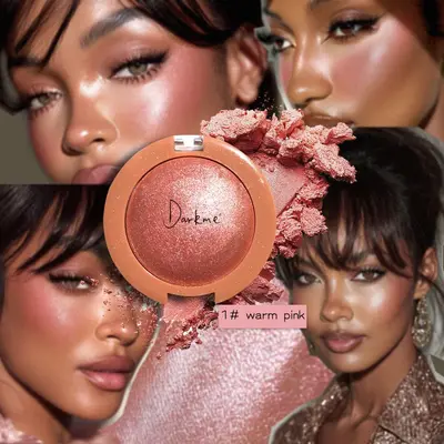 Darkme 2-in-1 Baked Pearlescent Blush and Highlighter, Peach Shade