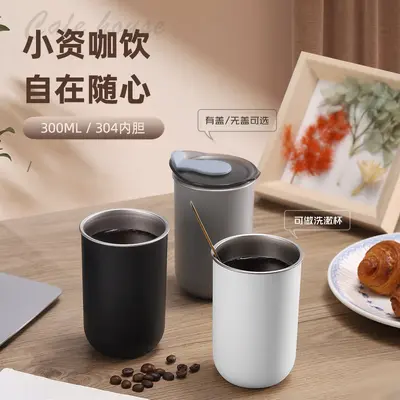 300 ml Japon tarzı basit gargara bardağı paslanmaz çelik süt kupası kahve fincanı taşınabilir aile diş fırçası kabı