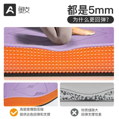 Aoyı 5 mm kauçuk yoga matı, 80 cm, kaymaz - 3