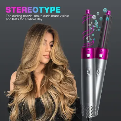 5-in-1 Hot Air Hair Dryer Brush with Auto Hair Suction, Bladeless - 2