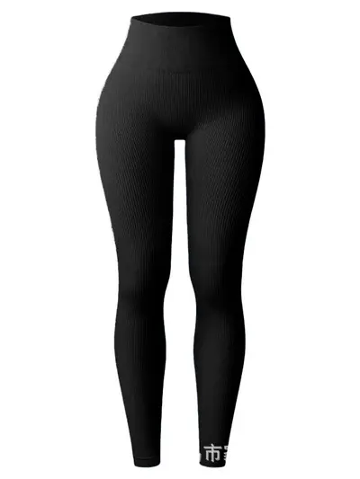 Hohe Bund Yogahose in Lila, Rippstrick, enge Passform mit Po-Lift-Effekt - 7