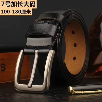 Men's genuine leather extended large size belt pure cowhide export model, specializing in the production of extended men's genuine leather belts - 5