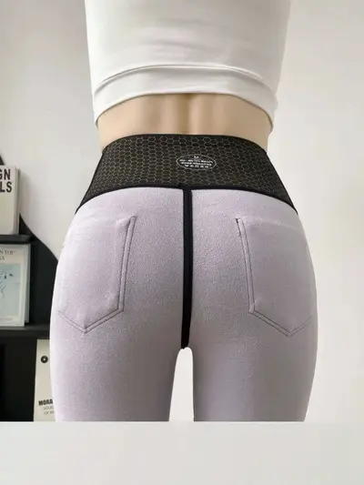 Kadın Kalın Polar Astarlı Mikro Paça Yoga Pantolonu, Ön ve Arka Cepli - 5