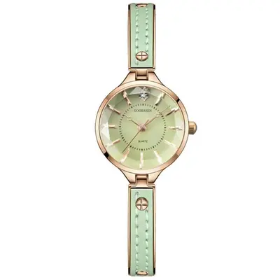 Gubosen Armband-Damenuhr mit rosa Lederarmband - 8