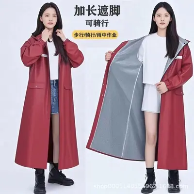 Full-body electric bike raincoat, heavy-duty rain protection - 13