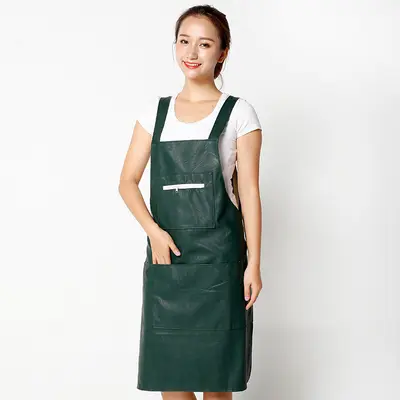 Waterproof Oil-Resistant PU Leather Kitchen Apron - 11