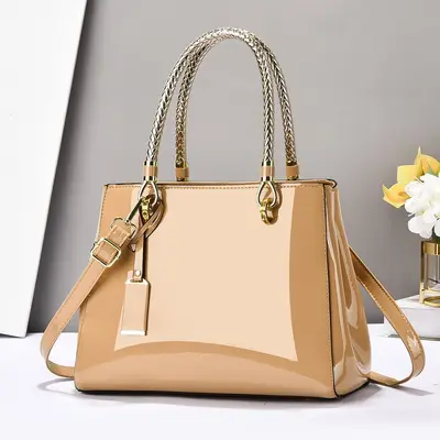 Women's Patent Leather Handbag, Glossy, Large Capacity, Single-Shoulder Crossbody Bag - 10