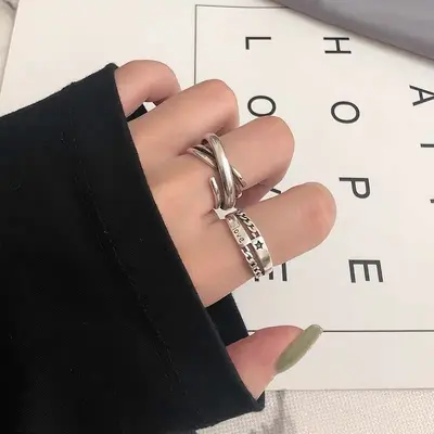 925 sterling silver women's ring, open design with roman numerals