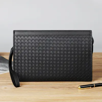 Men's Woven Pattern Clutch Bag, Business Casual Hand Wallet Envelope Bag - 4