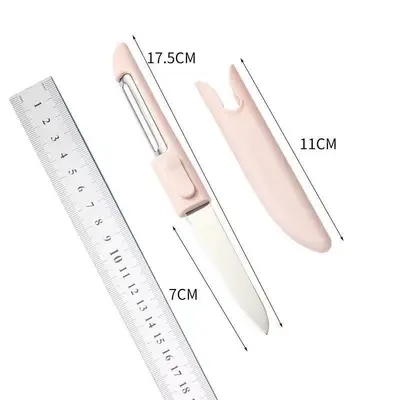 Paslanmaz çelik 2 in 1 meyve ve kavun soyucu bıçak - 5
