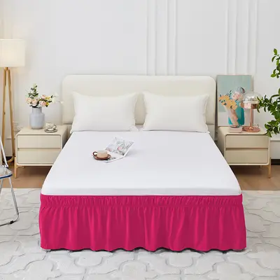 Elastic Pleated Hotel Bed Skirt, Solid Color, Single Size - 10