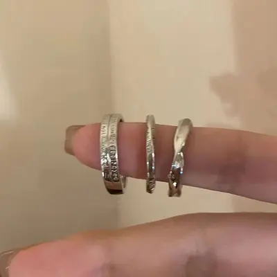 Silber dreiteiliges Ringset Damen, minimalistisch