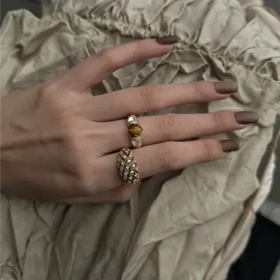 Vintage-Goldring mit Kleeblattmuster, verstellbar - 3