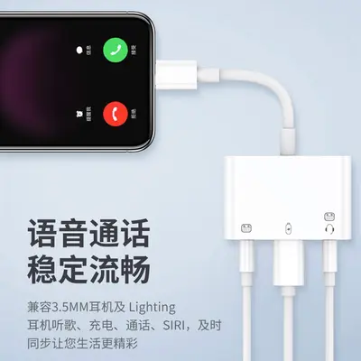 3-in-1 OTG Sound Card Adapter for iPhone with Charging and Mic Connection