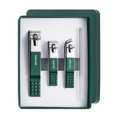 4-Piece Stainless Steel Nail Clipper Set with Straight and Angled Blades