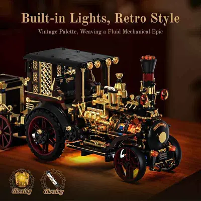 Huiji H1003 Retro Mechanical Steam Vintage Car Building Block Set, Educational Toy