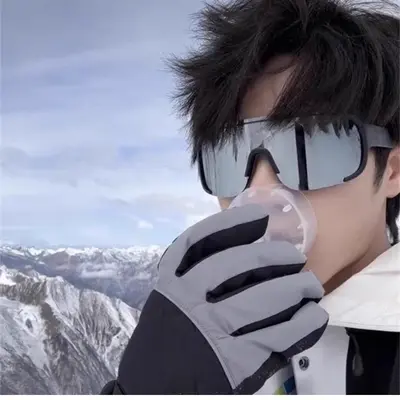 One-Piece Cycling Sunglasses for Men and Women, Windproof, Silver Frame - 5
