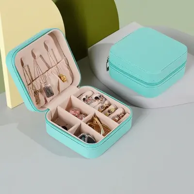 Cross-border Portable Jewelry Box Earring Necklace Bracelet Jewelry Storage Case Compact Travel Jewelry Organizer - 9