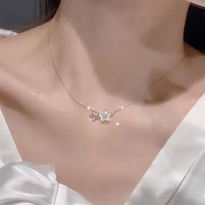 贝母樱花项链女纯银高级设计感轻奢小众银饰2025新款爆款七夕礼物 - 6