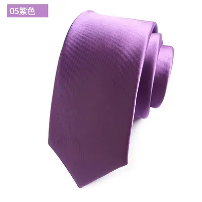 Men's Narrow Solid Color Tie, 6cm, Korean Style, Formal and Wedding - 11