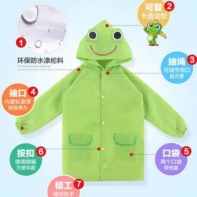 Hersteller Großhandel Kinderregen­jacke Junge Mädchen Baby Kindergarten Cartoon Poncho niedlicher Umhang Stil Grundschüler Regenjacke