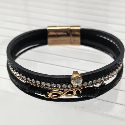 Women's Retro Multi-Layer Leather Bracelet with Magnetic Clasp - 8