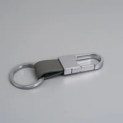 Metal Leather Car Keychain with Laser-Engraved Logo, Creative Design - 9