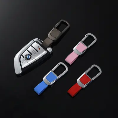 Frosted Cowhide Car Keychain for Men, Genuine Leather, Anti-Lost
